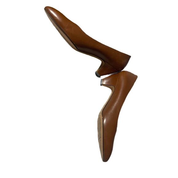 VTG 80s/90s David Evins Chestnut Leather Pumps Heels Shoes Made in Italy Sz 9B - Picture 6 of 10